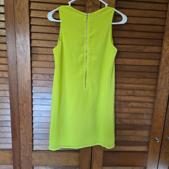 Norah Shift Dress Neon Yellow Lined Size Small Crew Neck Sleeveless - Picture 2 of 6